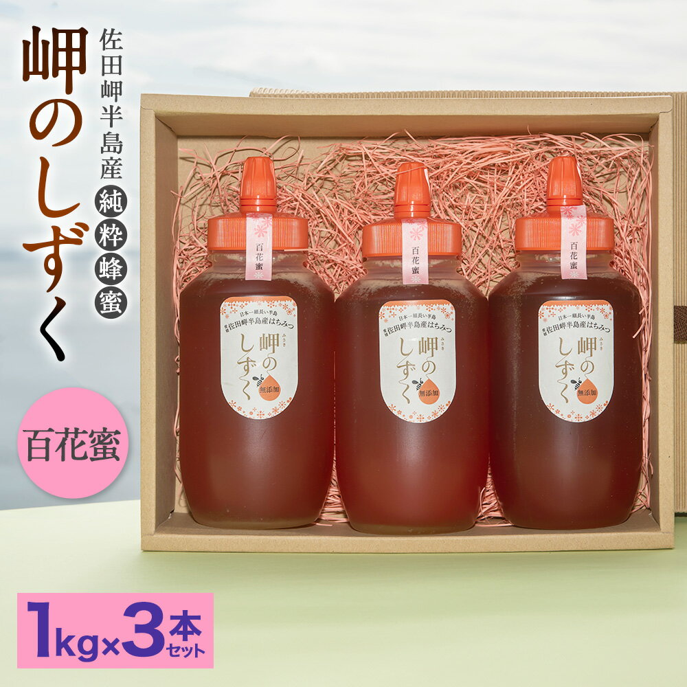 「岬のしずく」佐田岬半島産 純粋蜂蜜 百花蜜1kg 3本セット 合計約3kg はちみつ ハチミツ 蜜 国産 常温 詰合せ 詰め合わせ セット 愛媛県 送料無料 (320) [えひめの町(超)推し!(伊方町)]