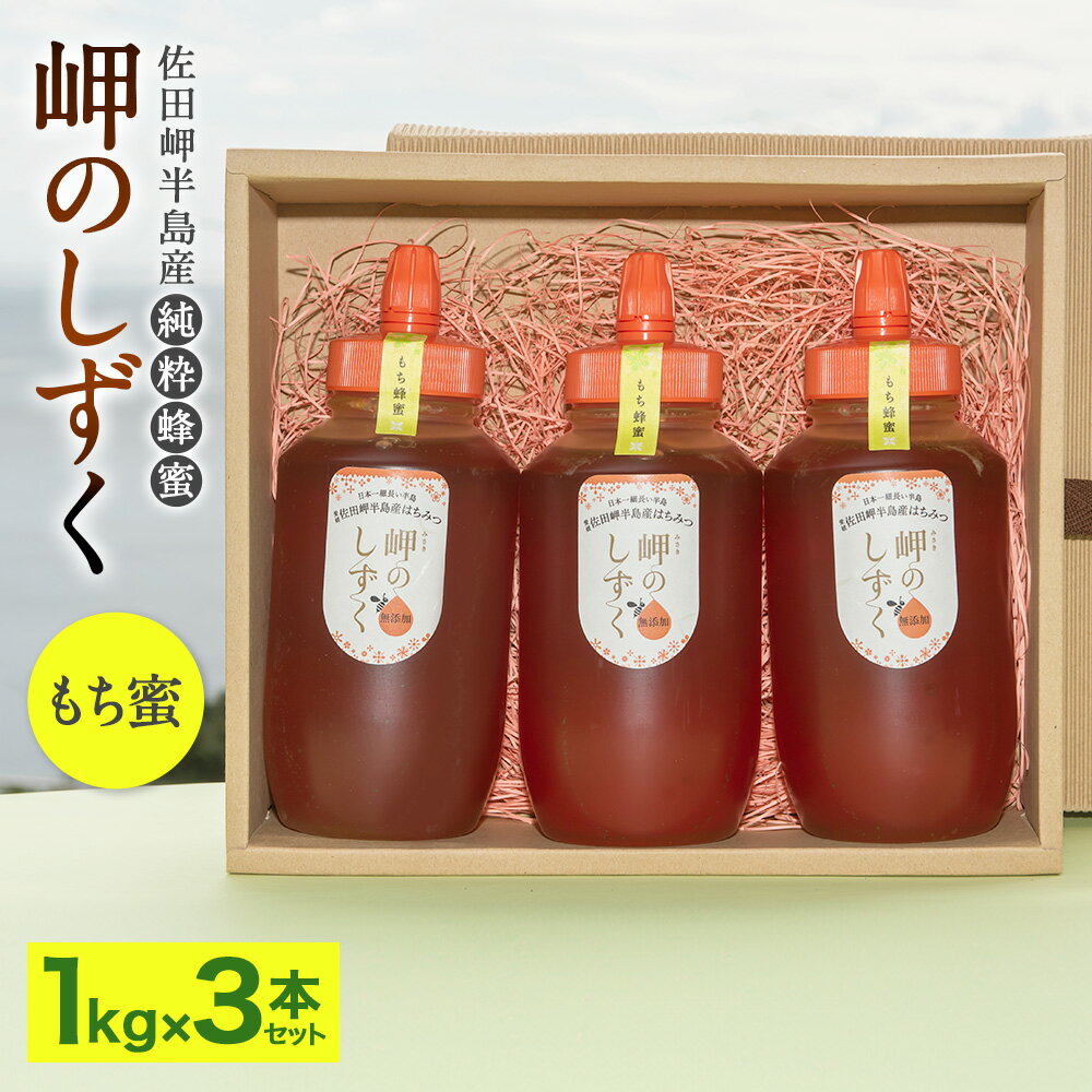 「岬のしずく」佐田岬半島産 純粋蜂蜜 もち蜜1kg 3本セット 合計約3kg はちみつ ハチミツ 蜜 国産 常温 詰合せ 詰め合わせ セット 愛媛県 送料無料 (321) [えひめの町(超)推し!(伊方町)]