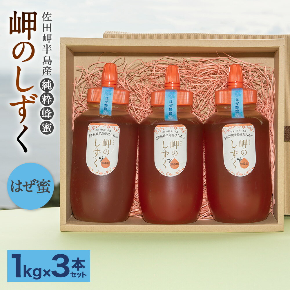 「岬のしずく」佐田岬半島産 純粋蜂蜜 はぜ蜜 1kg 3本セット 合計約3kg はちみつ ハチミツ 蜜 国産 常温 詰合せ 詰め合わせ セット 愛媛県 送料無料 (322) [えひめの町(超)推し!(伊方町)]