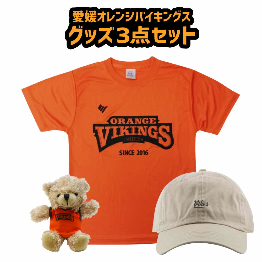 【ふるさと納税】愛媛オレンジバイキングス グッズ3点セット 定番のオレンジTシャツ 選手考案のキャップ ユニフォームベアチェーンセット 熊 くま ぬいぐるみ キーホルダー バスケット チーム グッズ Tシャツ 帽子 バスケットボール バスケ 送料無料 (26)