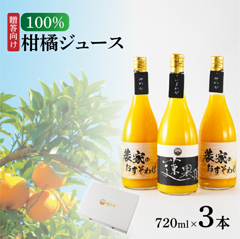 【ふるさと納税】 100%柑橘ジュース720ml 3本セットご贈答向け 化粧箱入り | 果物 くだもの フルーツ おすすめ 人気 お取り寄せ ジュース ギフト 愛媛県 松山市