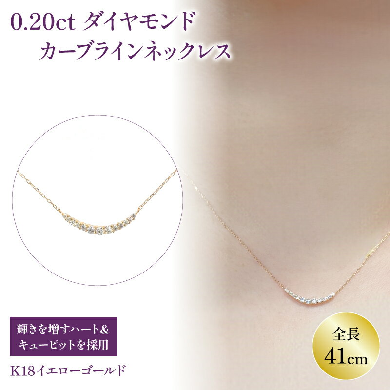 ハート&キューピット カーブライン ダイヤモンドネックレス 0.2ct