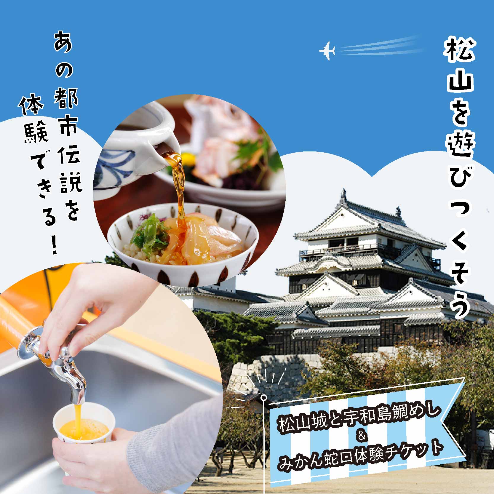 45位! 口コミ数「0件」評価「0」松山城と宇和島鯛めし&みかん蛇口体験 3000円分 温泉 旅行 トラベル チケット 観光 人気 おすすめ