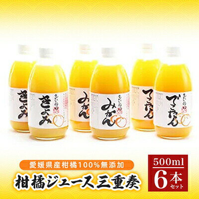 柑橘ジュース三重奏 飲み比べ 6本セット(500ml×6本セット) 愛媛 オレンジジュース みかん ジュース フルーツジュース 無添加 果汁100% ストレート[VB00630]