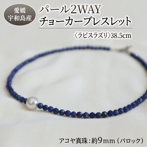 【ふるさと納税】 パール 2WAY チョーカー ブレスレット ラピスラズリ 38.5cm 暁工房 父の日 ネックレス 真珠 アクセサリー アコヤ真珠 本真珠 ファッション カジュアル 冠婚葬祭 慶事 結婚式 卒業式 入学式 お祝い ギフト 贈り物 人気 特産品 国産 愛媛 宇和島 A060-002010