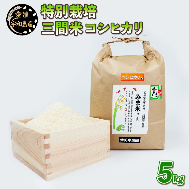 【ふるさと納税】 特別栽培 三間米 コシヒカリ 5kg 伊勢本農園 米 ごはん お弁当 おにぎり ブランド米 ふっくら ツヤツヤ 甘い 粘り 美味しい 農家直送 産地直送 数量限定 国産 愛媛 宇和島 G012-146001