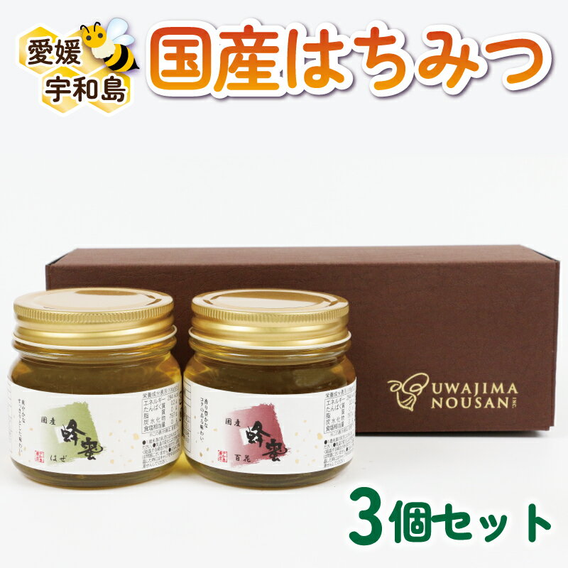 国産はちみつ 3個 セット 非加熱 宇和島農産 百花蜜 はぜ蜜 無添加 百花蜂蜜 百花はちみつ 純粋はちみつ 生はちみつ 天然はちみつ 天然蜂蜜 蜂蜜 はちみつ ハニー 食べ比べ ギフト プレゼント 贈答用 産地直送 国産 愛媛 宇和島