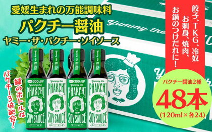 パクチー醤油 2種 オリジナル 300% 48本 セット 旭合名会社 パクチー 醤油 コリアンダー ごま油 ニンニク 万能 調味料 国産 愛媛 宇和島 J145-052020