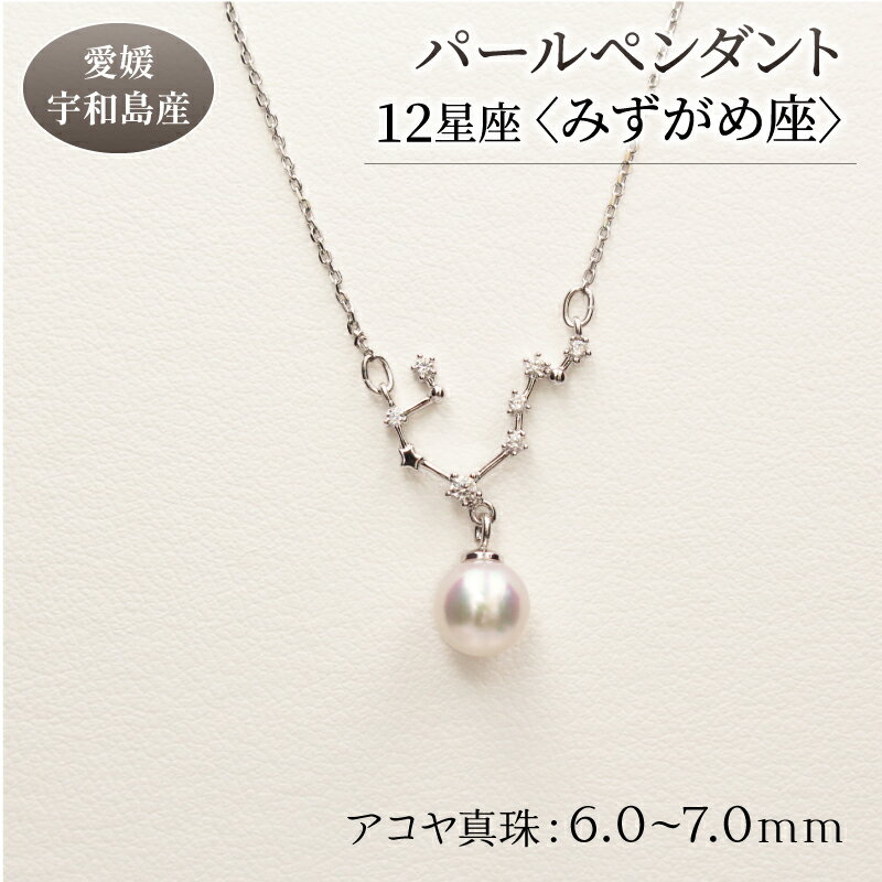 名称 パールペンダント12星座＜みずがめ座＞ 内容アコヤ真珠：6.0-7.0mm 金属：シルバー925（ロジウム加工） チェーンの長さ：約40-45cm（アジャスター付き）事業者有限会社　土居真珠配送方法 常温配送お届け時期通年（12/26～1/5は発送不可） 申込期日通年 備考※画像はイメージです。※決済完了確認後、1ヶ月以内を目安にお届けいたします。 発送時期が限定されているものは、各返礼品ページに記載している発送時期にお届けいたします。 ・ふるさと納税よくある質問はこちら ・寄附申込みのキャンセル、返礼品の変更・返品はできません。あらかじめご了承ください。2023年10月1日より寄附額を変更いたしました。 宇和島産あこや真珠のペンダントです。 豊かな海の中で大切に育まれた真珠と、夜空に輝く星座を組み合わせたアクセサリーです。 お守りやパワーストーンとしても親しまれている真珠、身に着けると幸運を呼ぶと言われている12星座のモチーフ。 ふたつの力でやさしく見守ってくれることでしょう。 ※受注生産の為、寄附の日から2か月以内に発送いたします。 （ご寄附の方法により、発送が前後する場合がございます。どうぞご了承お願いいたします。） 【検索用KW】 パール ペンダント 12星座 6.0-7.0mm 土居真珠 みずがめ座 星座 真珠 アクセサリー ネックレス パールネックレス アコヤ真珠 本真珠 ファッション カジュアル 冠婚葬祭 慶事 結婚式 卒業式 入学式 お祝い ギフト 贈り物 特産品 国産 愛媛 宇和島 寄附金の用途について 環境　−海・山と共生するための環境保全− やさしさ　−安心・思いやりのあるまちづくり− 教育　−未来を担う子どもたちの育成− 歴史・文化　−歴史・文化の保存及び継承− 産業　−地域の特性を活かした産業の振興− その他　−その他、目的達成のため市長が認めた事業− 受領証明書及びワンストップ特例申請書のお届けについて 入金確認後、注文内容確認画面の【注文者情報】に記載の住所にお送りいたします。 発送の時期は、入金確認後4〜5週間程度を目途に、お礼の特産品とは別にお送りいたします。