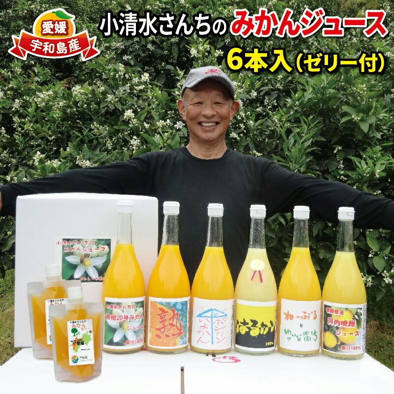 みかん ジュース 720ml ×6本 ゼリー 175g ×2個 小清水農園 果物 果汁 柑橘 みかん 蜜柑 無添加 みかんジュース ストレートジュース 100%ジュース ストレート みかんゼリー フルーツゼリー 果物ゼリー 産地直送 数量限定 国産 愛媛 宇和島 H020-033003