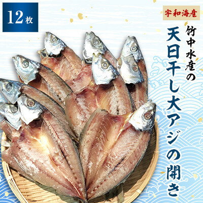 竹中水産の天日干し大アジ(宇和海産)の開き12枚(大振りサイズがたまらない)![D22-250][配送不可地域:離島]