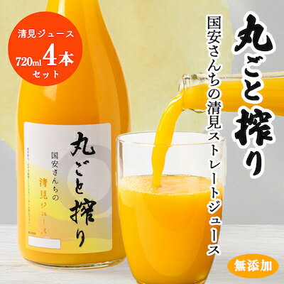 丸ごと搾り国安さんちの清見ストレートジュース(720ml×4本セット)【C20-24】【1321965】