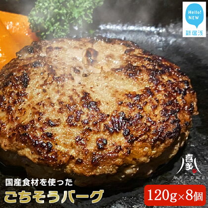 ハンバーグ 国産食材のごちそうバーグ（約120g×8個） 食卓にごちそうと笑顔を! 牛肉 豚肉 冷凍【お肉博士がいるお店 喜多八食肉店】