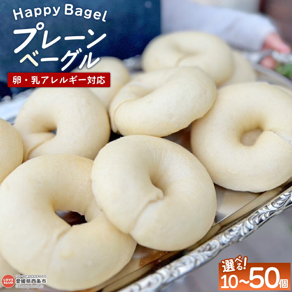 選べる[Happy Bagel 卵・乳アレルギー対応 プレーンベーグルセット 10〜50個]※翌月末迄に順次出荷します。パン 詰め合わせ 詰合せ 国産 アレンジ 卵不使用 乳成分不使用 朝食 昼食 おやつ 合同会社HBM 愛媛県 西条市[冷凍]