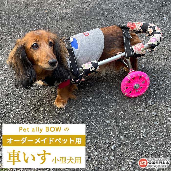 【ふるさと納税】＜Pet ally BOWのオーダーメイドペット用車いす（小型犬用）＞※翌月末迄に順次出荷します。車椅子 犬用補助輪 体重7kg未満 ミニチュアダックスフンド パグ ジン・リミテッド合同会社 愛媛県 西条市 【常温】･･･