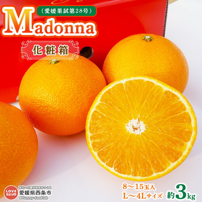 【ふるさと納税】 まどんな ＜Madonna（愛媛果試第28号） 約3kg 化粧箱 L〜4Lサイズ 8〜15玉入＞ ※2022年12月上旬から順次出荷します。 みかん ミカン 柑橘 果物 フルーツ 愛媛県 西条市 【常温】