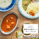 【ふるさと納税】＜「おうちでやまのカレー」季節の冷凍カレー 9食セット（3種×各3袋）＞ ※翌月末迄に順次出荷 レトルト 簡単 真空包装 カレールー スパイスカレー チキンカレー ココナッツ シチュー 旬 季節 野菜 グルテンフリー小麦粉不使用 愛媛県 西条市【冷凍】