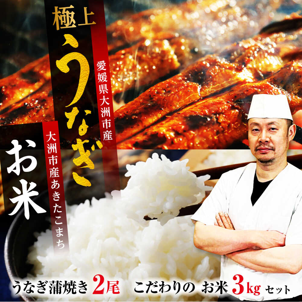 [お中元対象] うなぎ 蒲焼き 2尾 と 地元生産者 こだわり の お米 3kg セット | 人気 おすすめ ランキング おいしい 国産 蒲焼 鰻重 うな丼 お米大洲市/有限会社 樽井旅館[AGAH004] 50000 50000円 以下