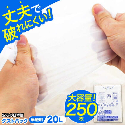 袋で始めるエコな日常！地球にやさしい！ダストパック　20L　半透明（10枚入）×25冊セット　愛媛県大洲市/日泉ポリテック株式会社[AGBR048]