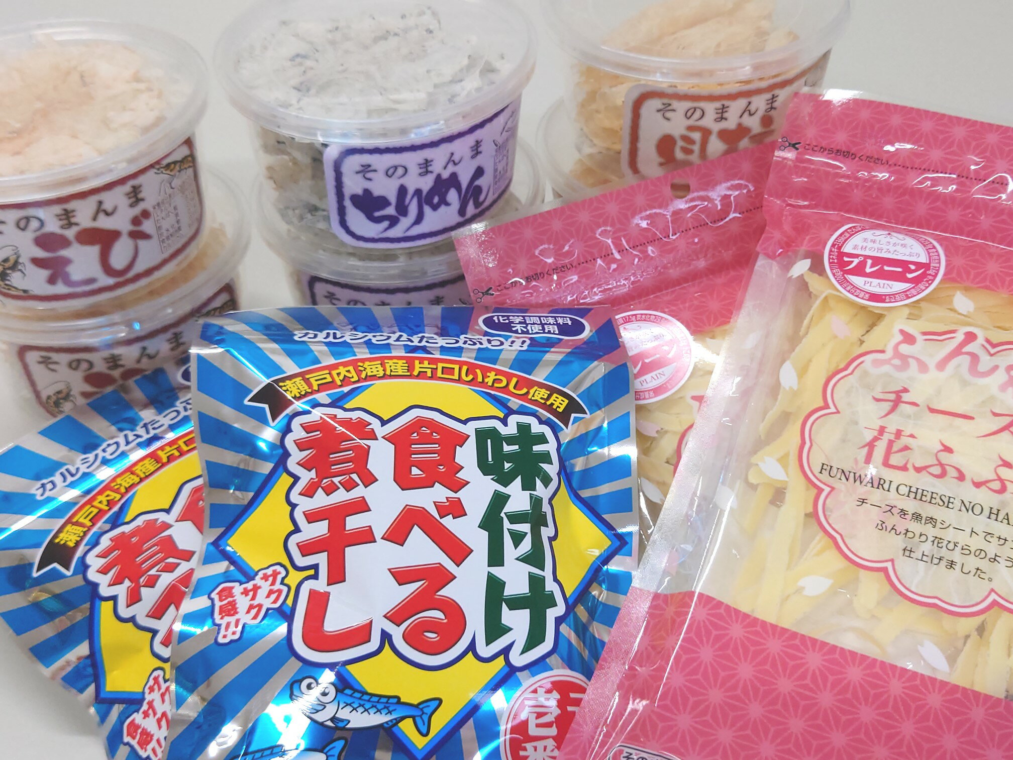 国産 珍味 おつまみ バラエティセット 10点 5種 そのまんまちりめん そのまんまえび そのまんま貝柱 味付け食べる煮干し チーズの花ふぶき オカベ |