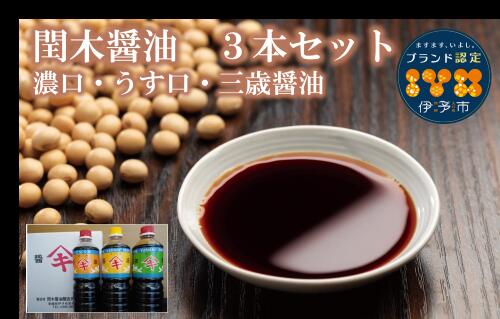 11位! 口コミ数「1件」評価「5」調味料 愛媛 閏木醤油（濃口、うす口、三歳醤油）3本セット 送料無料 三歳醤油 濃口醤油 薄口醤油 しょうゆ こいくち うすくち 老舗 伊予･･･ 