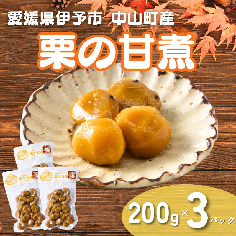 【ふるさと納税】中山町産栗 栗の甘煮 3パックセット 200gx3 着色料不使用 無添加 ゆうパケット 少量パック 手作り デザート おやつ きんとん お正月 国産 伊予市 愛媛｜B516 f382108-iyo-10000997 愛媛県伊予市 パッケージ画像