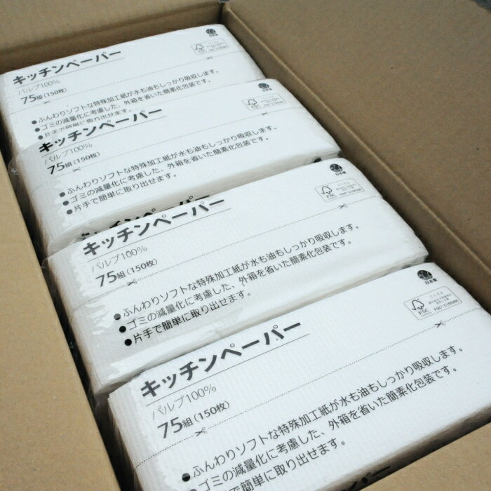 【ふるさと納税】キッチンペーパータオル75組（150枚）20個入り