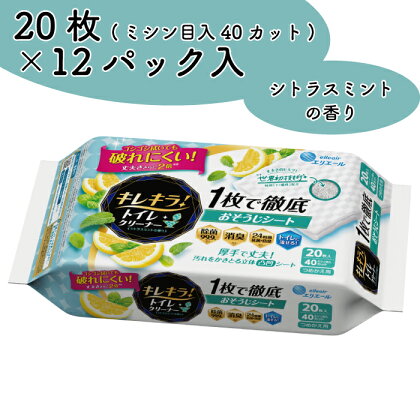 キレキラ！ トイレクリーナー 1枚で徹底お掃除シート シトラスミントつめかえ用 20枚×12パック