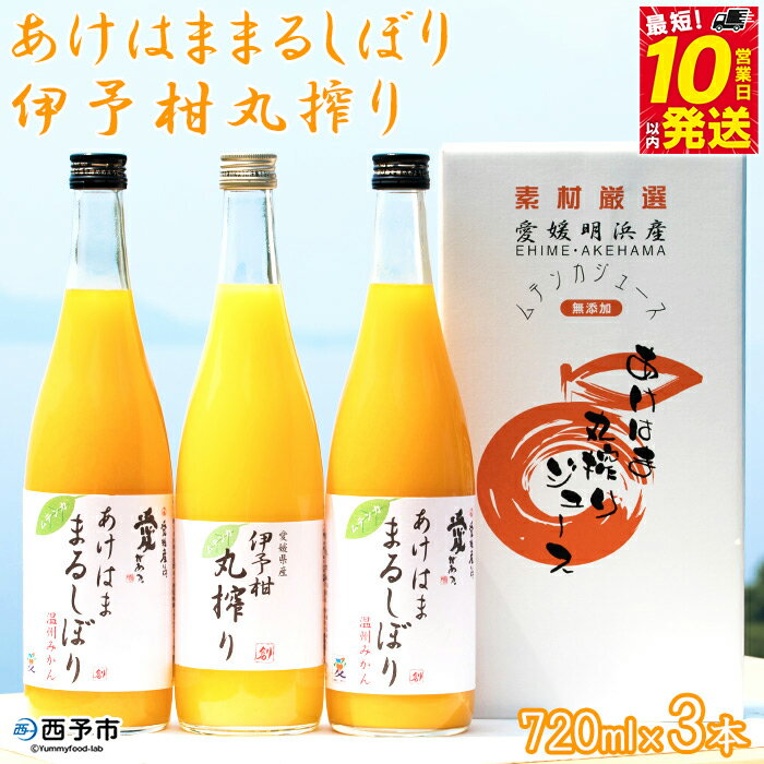 【ふるさと納税】<あけはままるしぼり 720ml×2本 伊予柑丸搾り 720ml×1本 AK-3> 温州 みかん ミカン ジュース ドリンク 温州みかん 飲料 ジュース 果物 あけはまシーサイドサンパーク 飲んで応援 贈答用 愛媛県 西予市 【常温】『最短10営業日以内に順次発送予定』