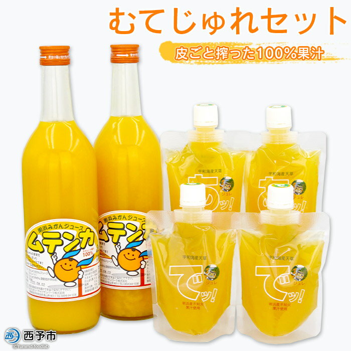 ＜むてじゅれセット（みかんジュース「ムテンカ」720ml×2本 じゅれ 2種×2個）MJ-2＞温州みかん ミカン 飲むゼリー あけはまシーサイドサンパーク 贈答用 愛媛県西予市【常温】『1か月以内に順次出荷予定』