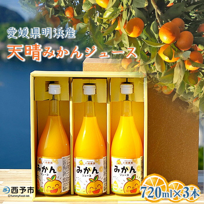 59位! 口コミ数「0件」評価「0」＜愛媛県明浜産 天晴みかんジュース 720ml×3本セット＞蜜柑 果物 オレンジ フルーツ 天晴農園 飲んで応援 特産品 愛媛県 西予市 【･･･ 