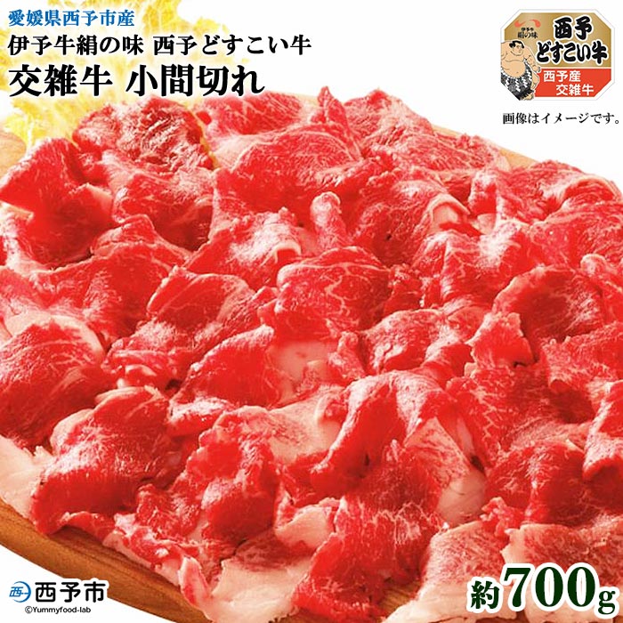 【ふるさと納税】＜伊予牛絹の味西予どすこい牛 交雑牛 小間切れ 約700g＞ 1か月以内に順次出荷します すき焼き 肉じゃが 牛丼 普段使い 食材 特産品 愛媛県 西予市 【冷凍】