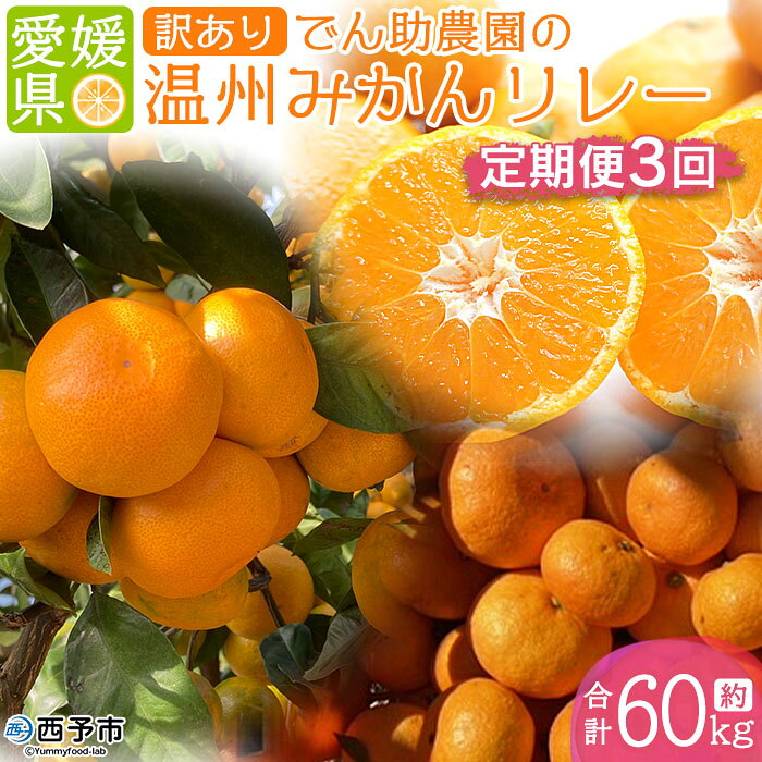 ＜定期便3回 でん助農園の温州みかんリレー 訳あり 合計約30kg＞ 果物 フルーツ ミカン オレンジ 柑橘類 極早生 早生 中生 南柑20号 国産 特産品 食べて応援 でん助農園 西宇和 愛媛県 西予市 【常温】『2026年10月下旬～12月下旬に順次出荷予定』