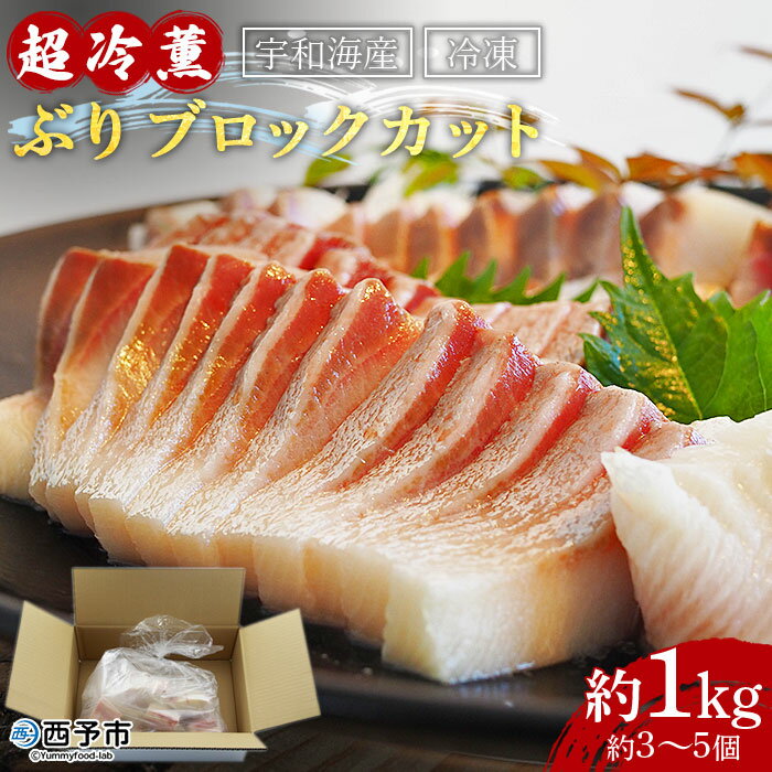 【ふるさと納税】＜宇和海産 「超冷薫」冷凍ぶり ブロックカット 1kg（約3～5個）＞ ブリ 鰤 魚介類 さかな 新鮮 水産物 お刺身 さしみ 煮物 焼き魚 切り身 パーティー キャンプ レジャー お祝い 内祝い 御祝 御礼 ダイニチ 愛媛県 西予市【冷凍】『1か月以内に順次出荷』 1