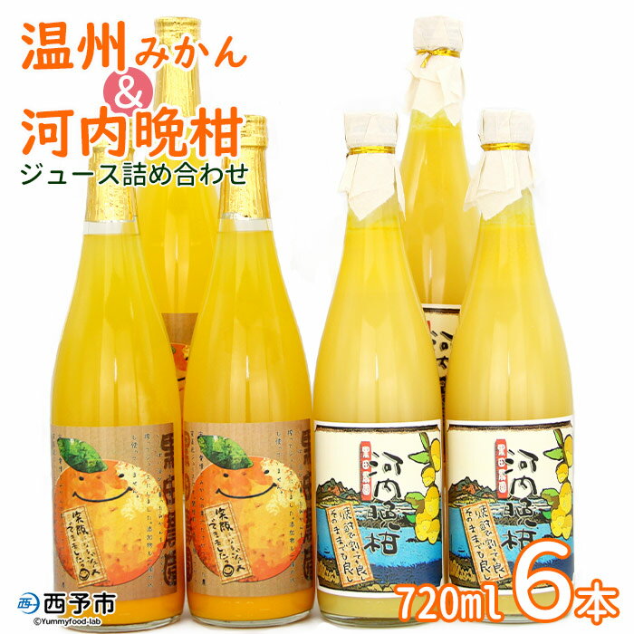 26位! 口コミ数「0件」評価「0」＜黒田農園 みかんジュース・河内晩柑ジュース詰め合わせ6本セット（720ml×各種3本）＞ 果物 柑橘 温州みかん ミカン フルーツ ばんか･･･ 