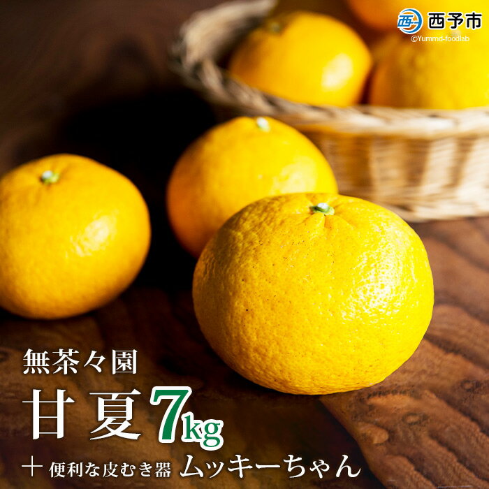 【ふるさと納税】先行予約 ＜無茶々園の甘夏 約7kg（20～25玉前後）＋ムッキーちゃん＞ 果物 あまなつ みかん ミカン 蜜柑 柑橘 皮むき器 フルーツ 期間限定 季節限定 食べて応援 特産品 愛媛県 西予市 【常温】『2024年3月上旬〜5月中旬に順次出荷予定』のサムネイル