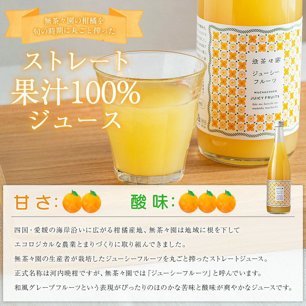 【ふるさと納税】＜無茶々園のジューシーフルーツジュース 720ml 3～6本＞『1か月以内に順次出荷予定』柑橘 果物 オレンジ フルーツ ストレート 果汁100% ジューシーフルーツ じゅーしーふるーつ 河内晩柑 丸ごと 飲んで応援 特産品 無茶々園 愛媛県 西予市 【常温】 f382141-seiyo-10001187 愛媛県西予市 サンプル画像3