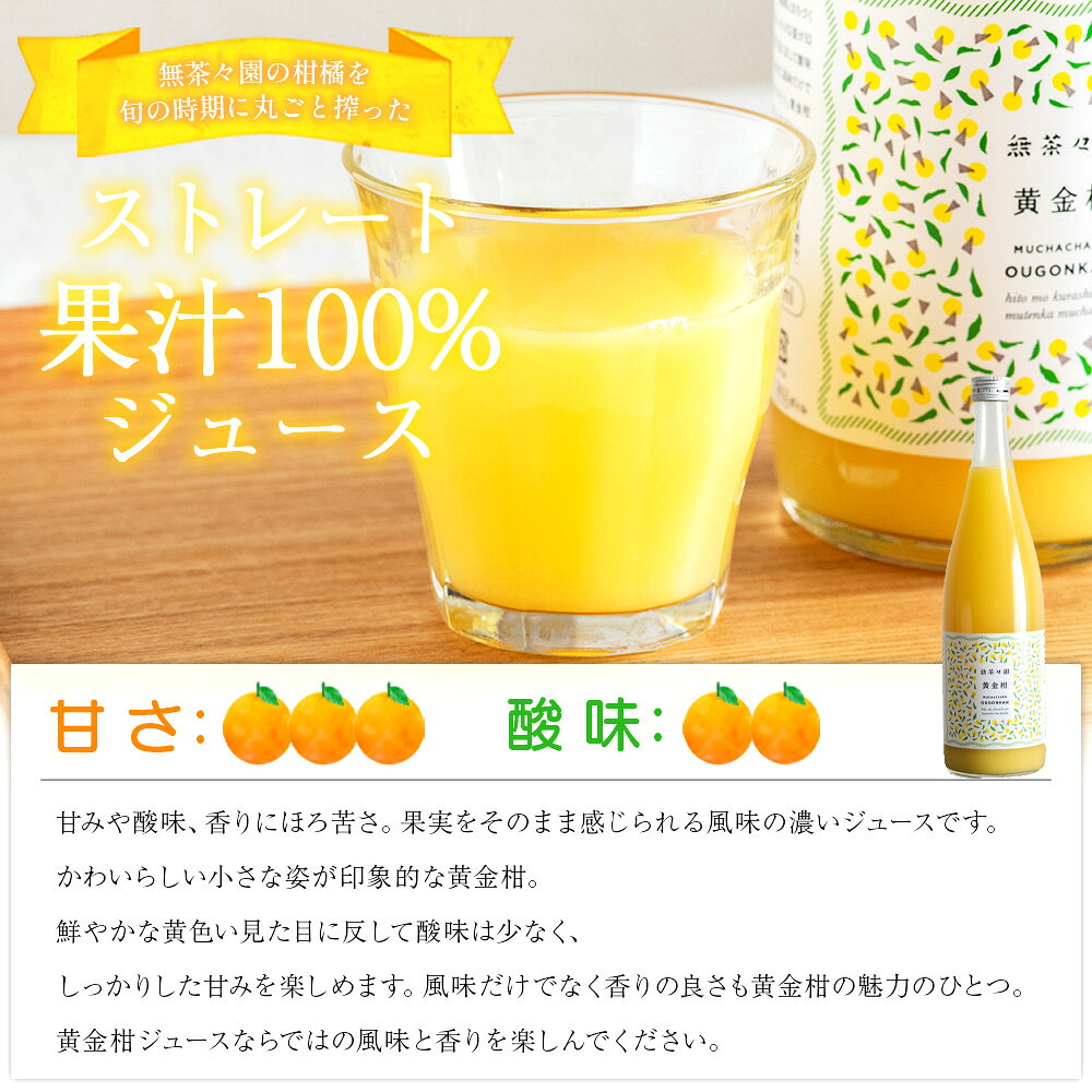 【ふるさと納税】＜無茶々園の黄金柑ジュース 720ml×3/6本＞『1か月以内に順次出荷予定』柑橘 果物 オレンジ フルーツ ストレート 果汁100% おうごんかん 丸ごと フレッシュ 果物 飲料 ソフトドリンク 甘い 甘味 濃厚 飲んで応援 特産品 無茶々園 愛媛県 西予市 【常温】 f382141-seiyo-10001519 愛媛県西予市 サンプル画像3
