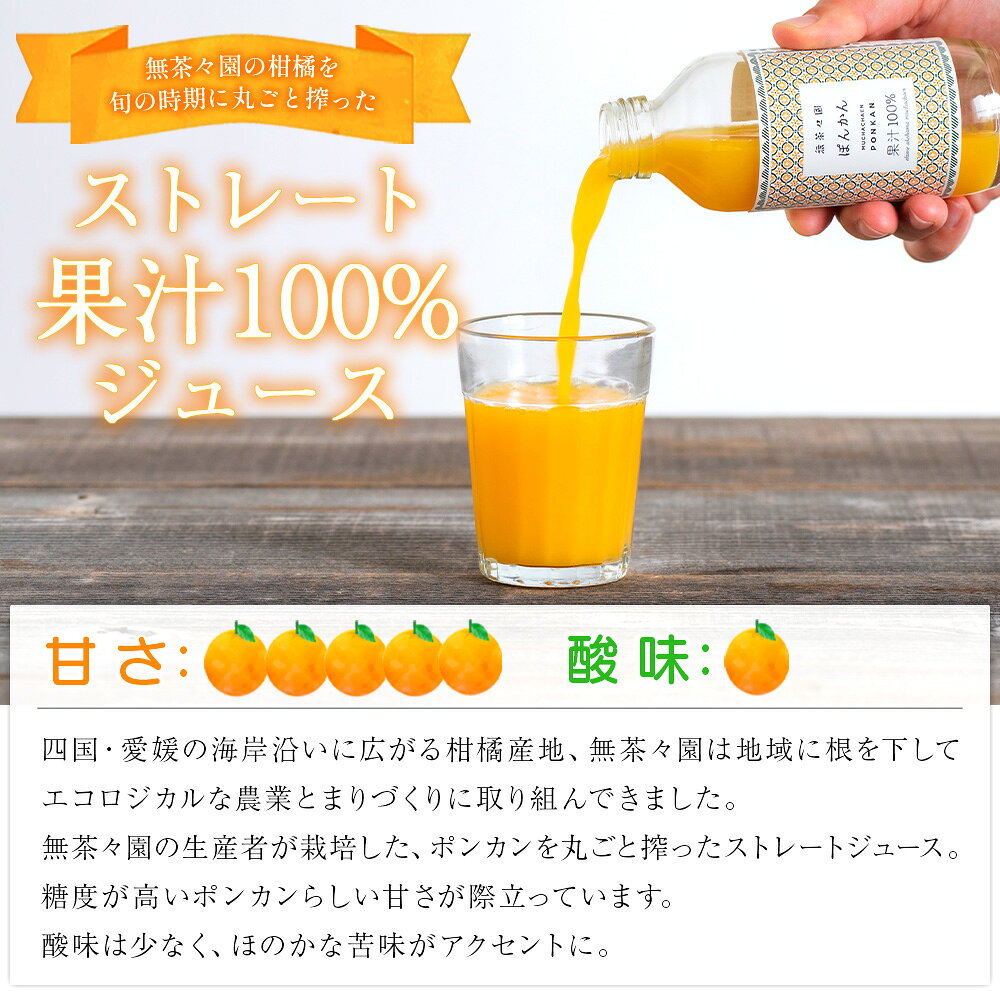 【ふるさと納税】＜無茶々園のポンカンジュース 180ml 12本＞『1か月以内に順次出荷予定』柑橘 果物 オレンジ フルーツ ストレート 果汁100% ぽんかん ポンカン 丸ごと 糖度 甘い 甘味 飲んで応援 特産品 無茶々園 愛媛県 西予市 【常温】 f382141-seiyo-10001551 愛媛県西予市 サンプル画像3
