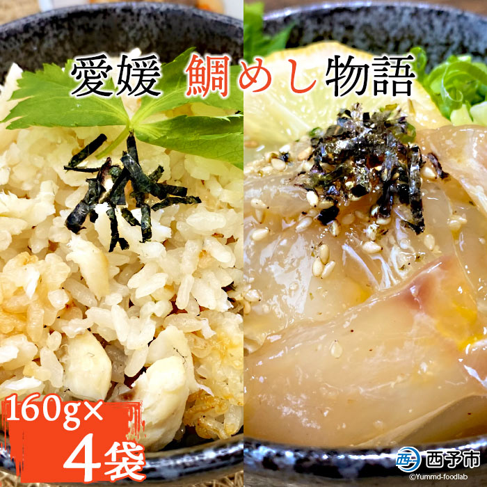 【ふるさと納税】＜愛媛 鯛めし物語（160g×4袋）＞※1か月以内に順次出荷 魚 海産物 郷土料理 たい 丼 食べ比べ お祝い 野福 特産品 愛..