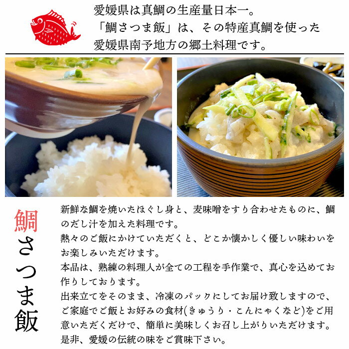 【ふるさと納税】＜愛媛県 鯛さつま飯（160g×2袋）＞※1か月～3か月以内に順次出荷 魚 海産物 郷土料理 たい 丼 お祝い 野福 特産品 愛媛県 西予市 【冷凍】