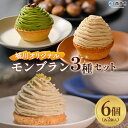 【ふるさと納税】栗 スイーツ <城川オリジナルモンブラン3種セット 合計6個(各種2個入)> マロン 抹茶 ケーキ 和栗ペースト 渋皮煮 チーズアパレイユ 粒あ...