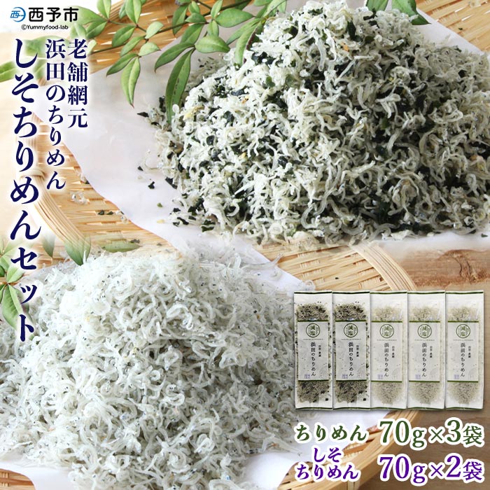 【ふるさと納税】＜老舗網元 浜田のちりめん しそちりめんセット(ちりめん70g×3袋 しそちりめん70g×2袋)＞かたくちいわし カタクチイワシ 小魚 のし対応可 お祝い ギフト 贈答 乾物 小分け 国産 マルヨシ水産 特産品 愛媛県 西予市【冷蔵】『1か月以内に順次出荷予定』