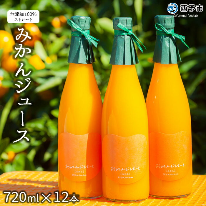 【ふるさと納税】＜みかんジュース 720ml×12本＞※1か月以内に順次出荷 果物 フルーツ オレンジ おれんじはーと 特産品 愛媛県 西予市 【常温】