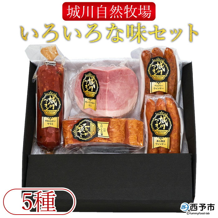 [城川自然牧場 いろいろな味セット 5種] サラミ ベーコン 粗挽きウインナー ペッパーウインナー 豚肉 牛肉 国産 加工品 詰め合わせ 贈答用 城川ファクトリー 愛媛県 西予市[冷蔵]『1か月以内に順次出荷予定』