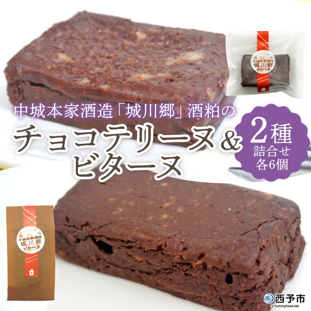 [中城本家酒造「城川郷」酒粕のチョコテリーヌ6個&ビターヌ6個] 2種 詰合せ とろんとなめらか食感 しっとり濃厚 ほろ苦い味わい お酒好き 焼き菓子 洋菓子 おやつ 個包装 お取り寄せ スイーツ工房絹 愛媛県 西予市[冷凍]『1か月以内に順次出荷予定』