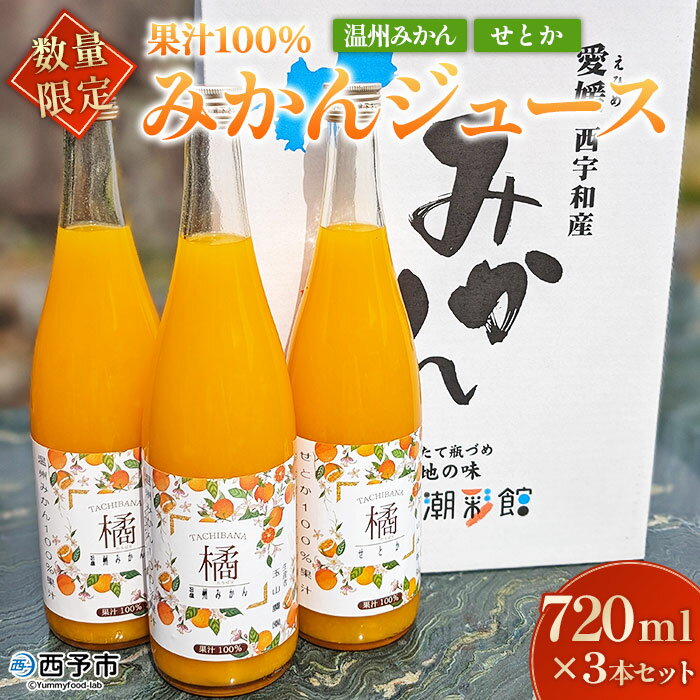 45位! 口コミ数「0件」評価「0」＜【数量限定】果汁100％ みかんジュース 720ml×3本セット＞ 温州みかん せとか 果物 オレンジ ミカン みかん 蜜柑 柑橘 フルー･･･ 