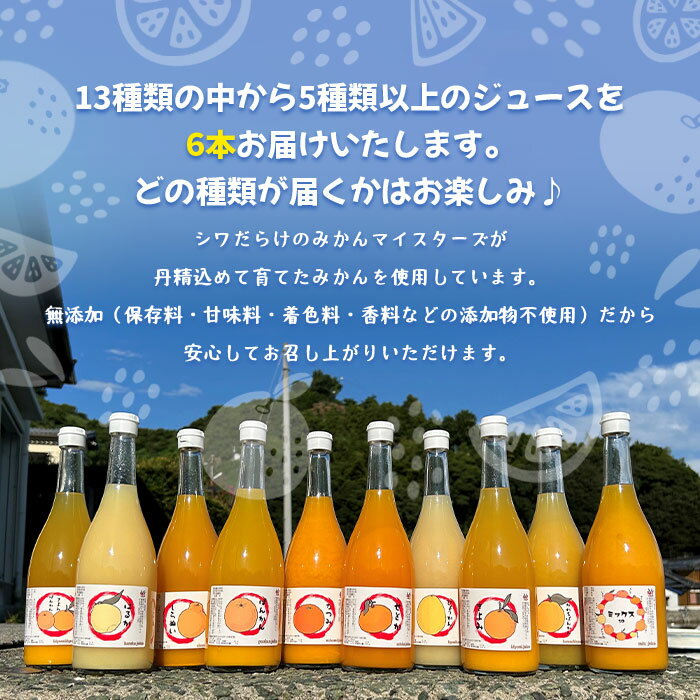 【ふるさと納税】＜西予市産柑橘ジュエリーボックス 720ml×6本入り（無添加果汁100％ジュース）＞ みかん 柑橘 果物 フルーツ ぽんかん しらぬい せとか 紅まどんな 特産品 渡江から一歩を踏み出す会 飲んで応援 愛媛県 西予市【常温】『1か月以内に順次出荷予定』