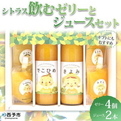 ＜シトラス飲むゼリー（150g×4個）とジュース（500ml×2本）セット＞ スイーツ 果物 フルーツ みかん オレンジ きよみ 清見タンゴール デコヒメ 河内晩柑 いよかん 果汁 柑橘 特産品 宇都宮物産 愛媛県 西予市【常温】『1か月以内に順次出荷予定』