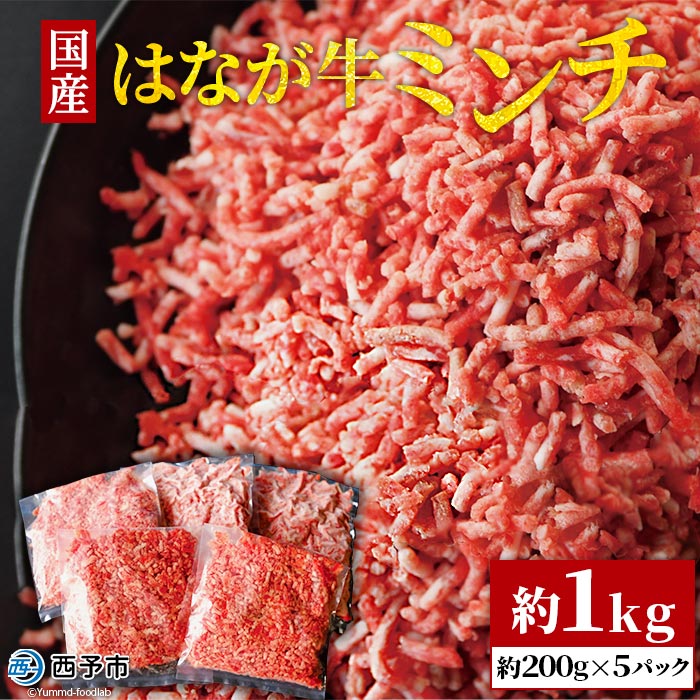 8位! 口コミ数「0件」評価「0」＜はなが牛ミンチ 約1kg （約200g×5パック）＞ 牛肉 国産牛 ハンバーグ 炒め物 煮物 カレー ミートソース パスタ 挽き肉 ひき肉･･･ 